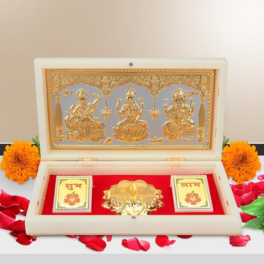 Laxmi Saraswati Ganpatiwith Charan Paduka