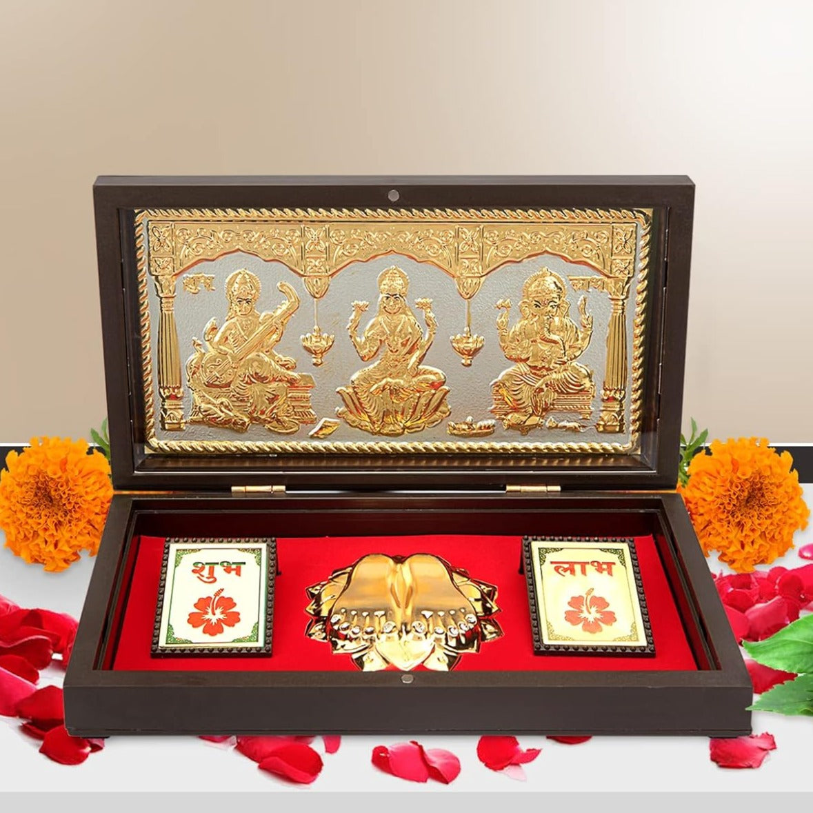 Laxmi Saraswati Ganpati with Charan Paduka