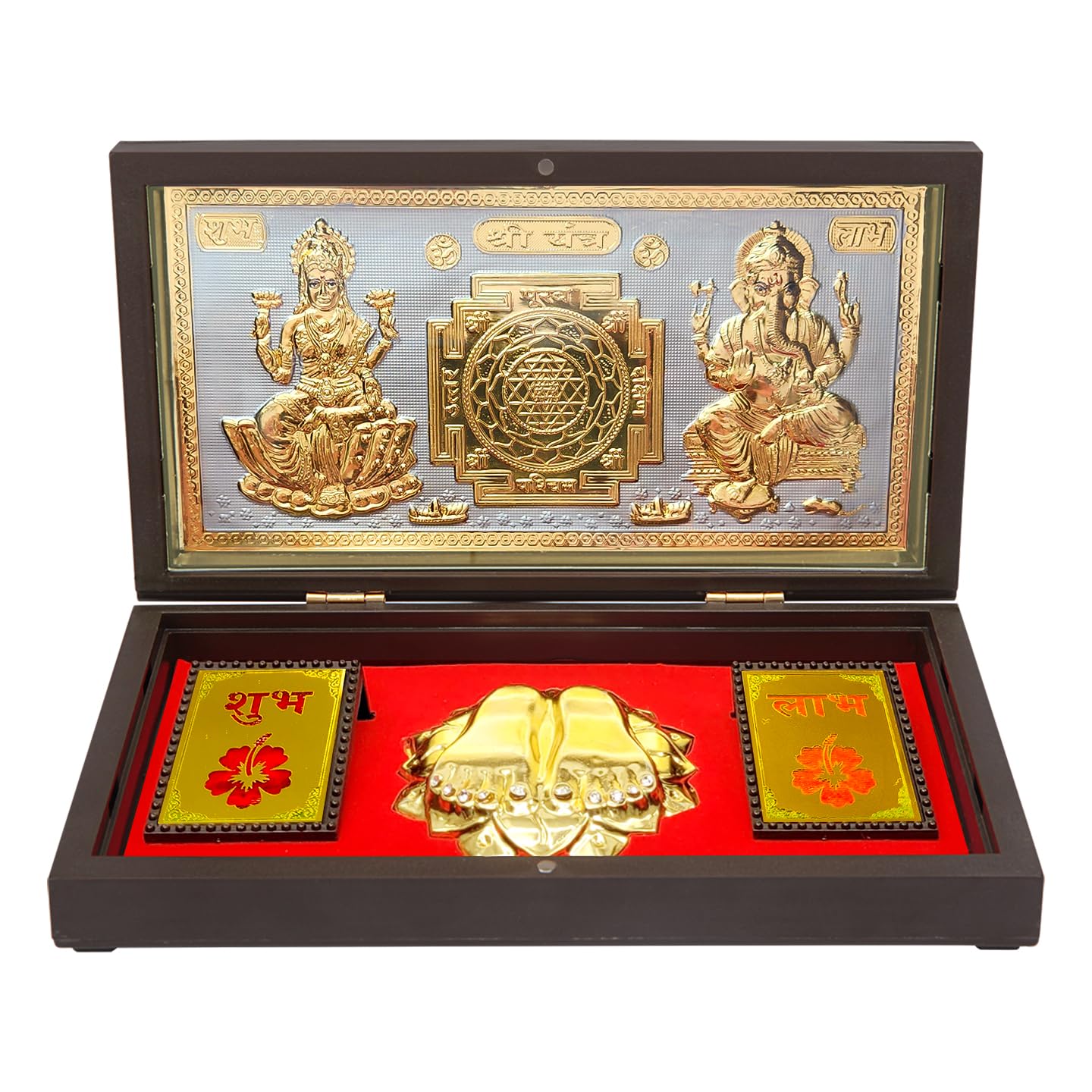 Laxmi Ganpati with Shree Yantra with Charan Paduka