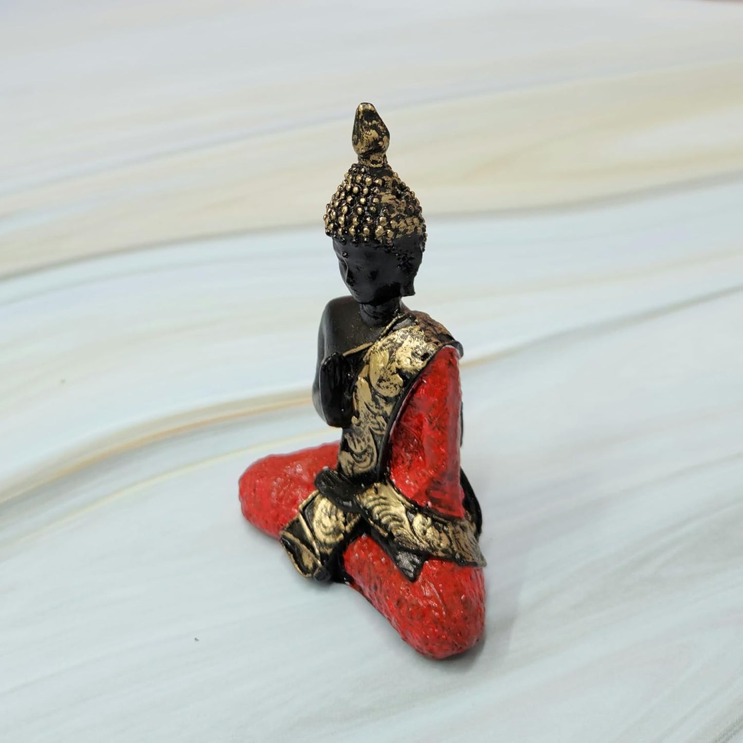 Resin Buddha Idol | Murti with Vatvruksha Tree with Led Light Perfect for Home Decor | Pooja Room | Tabletop Multi | House Warming Gifts (Buddha 3.5 inch, 8 INCH)