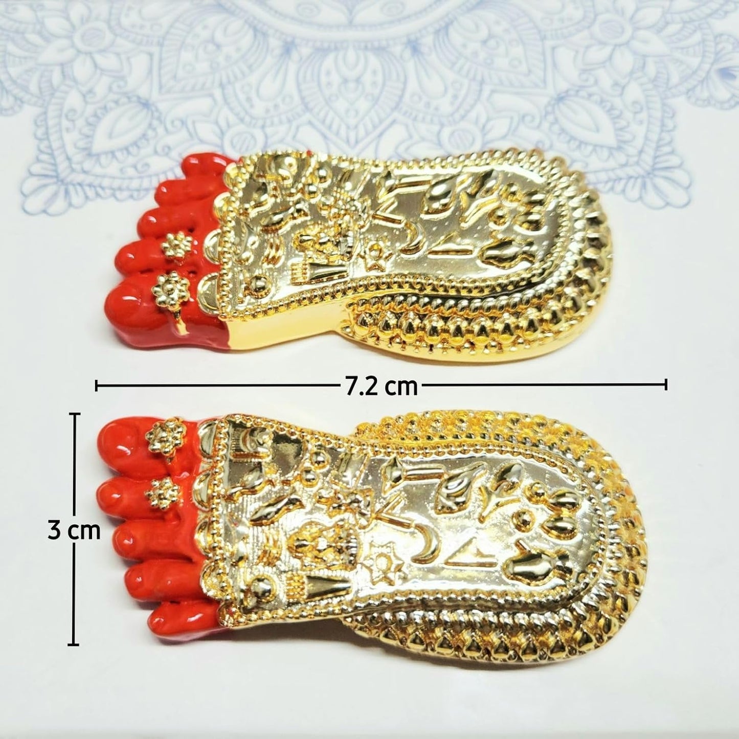 ARNAVIRA 24 Karat Gold Plated with Red Paint Finish Maa LakshmiJi Charan Paduka