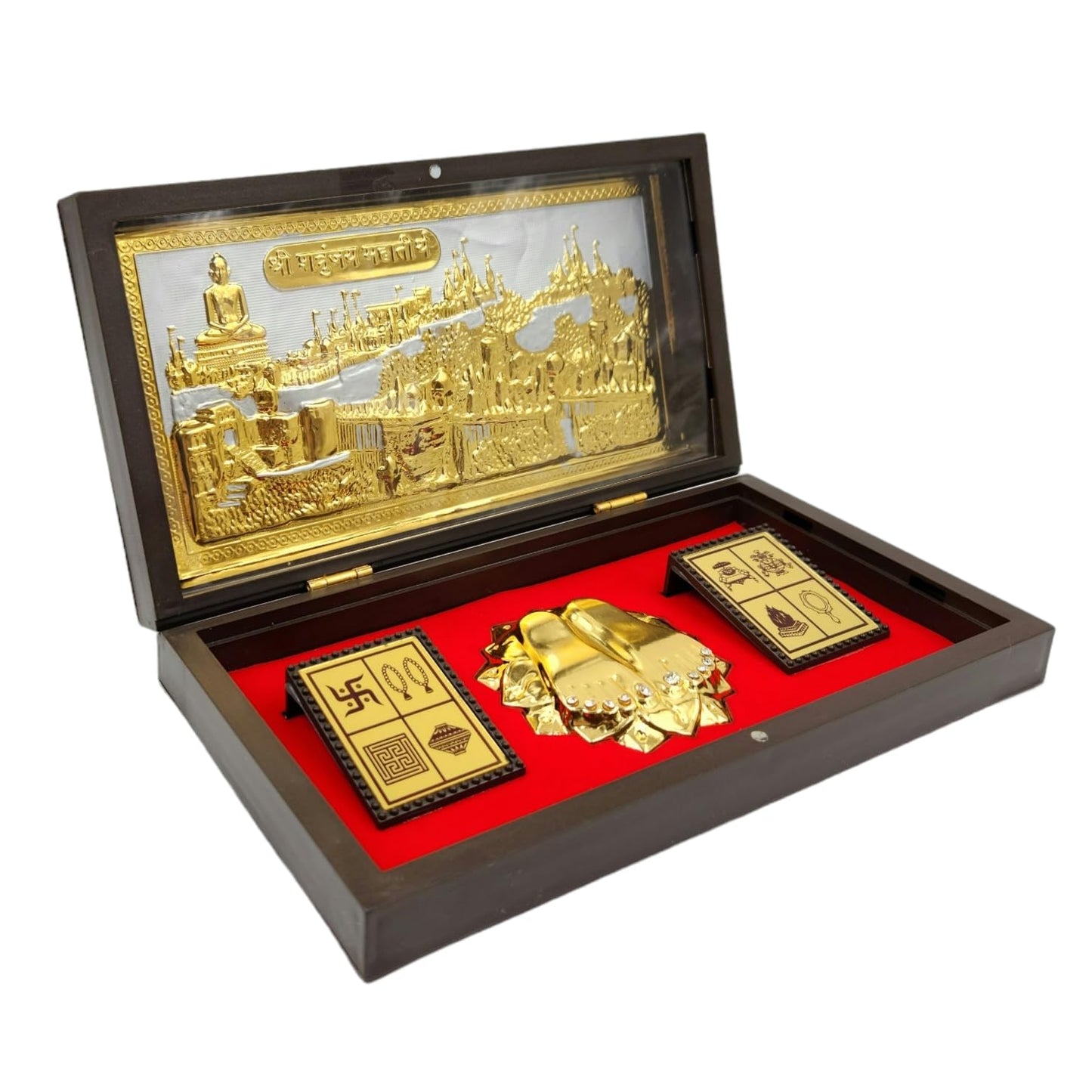 Jai Jinendra Jain Photo Frame with Charan Paduka