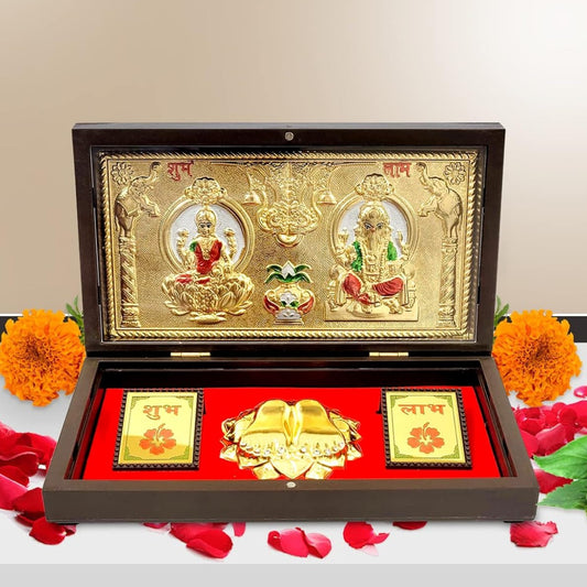 Laxmi Ganpati with Kalash with Charan Paduka