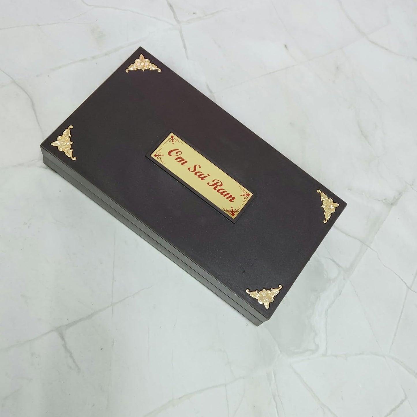 Gold Plated Shridi Sai Baba Photo Frame with Charan Paduka