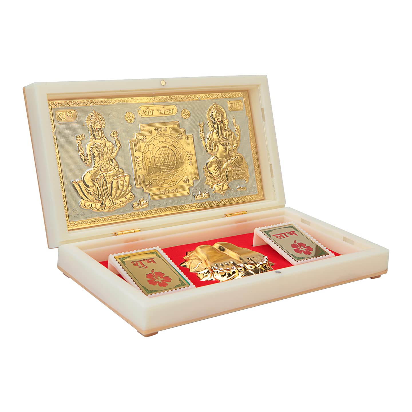 Laxmi Ganpati with Yantra with Charan Paduka