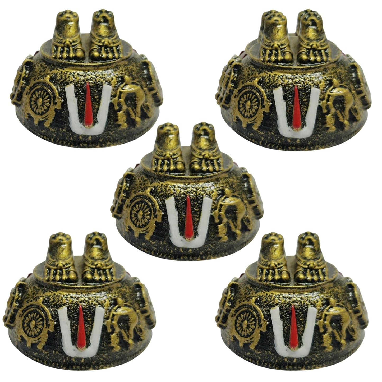 ARNAVIRA Gold Antique Finish Lord Balaji Charan Paduka (Gold Set of 5)
