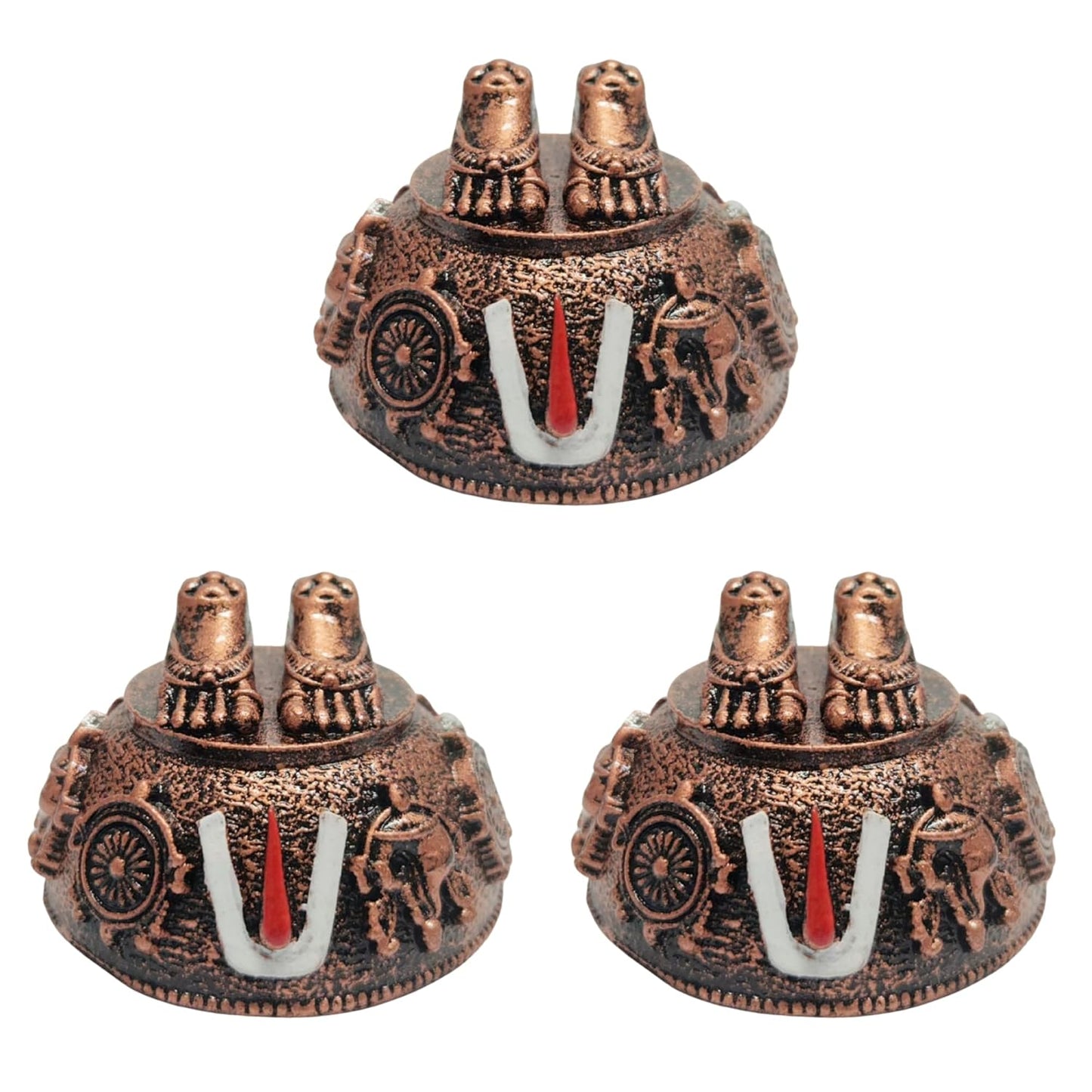 ARNAVIRA Copper Antique Finish Lord Balaji Charan Paduka (Copper Set of 3)