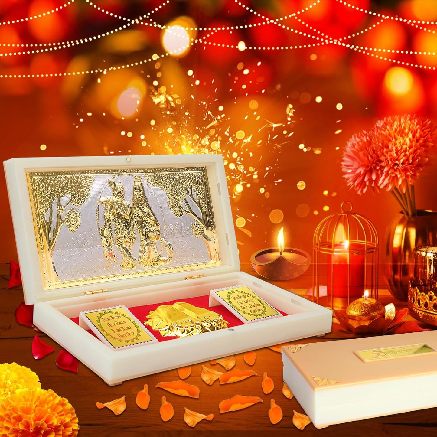 Radha Krishna with Charan Paduka