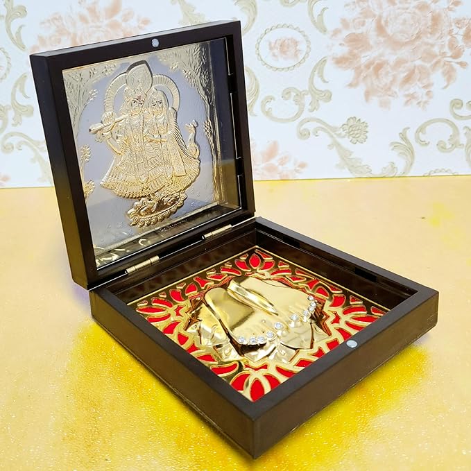 Radha Krishna with Charan Paduka