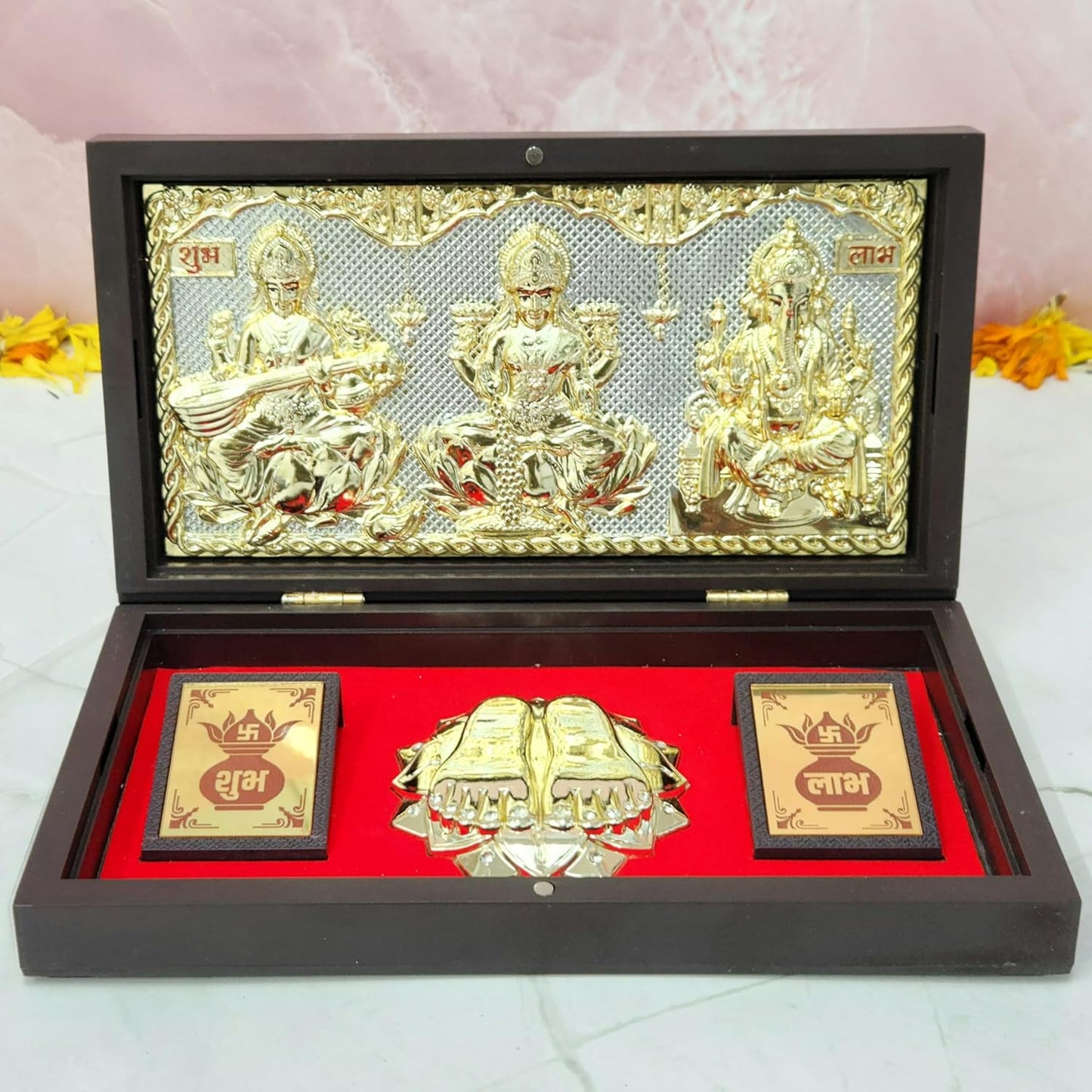 Laxmi Saraswati Ganpati with Charan Paduka