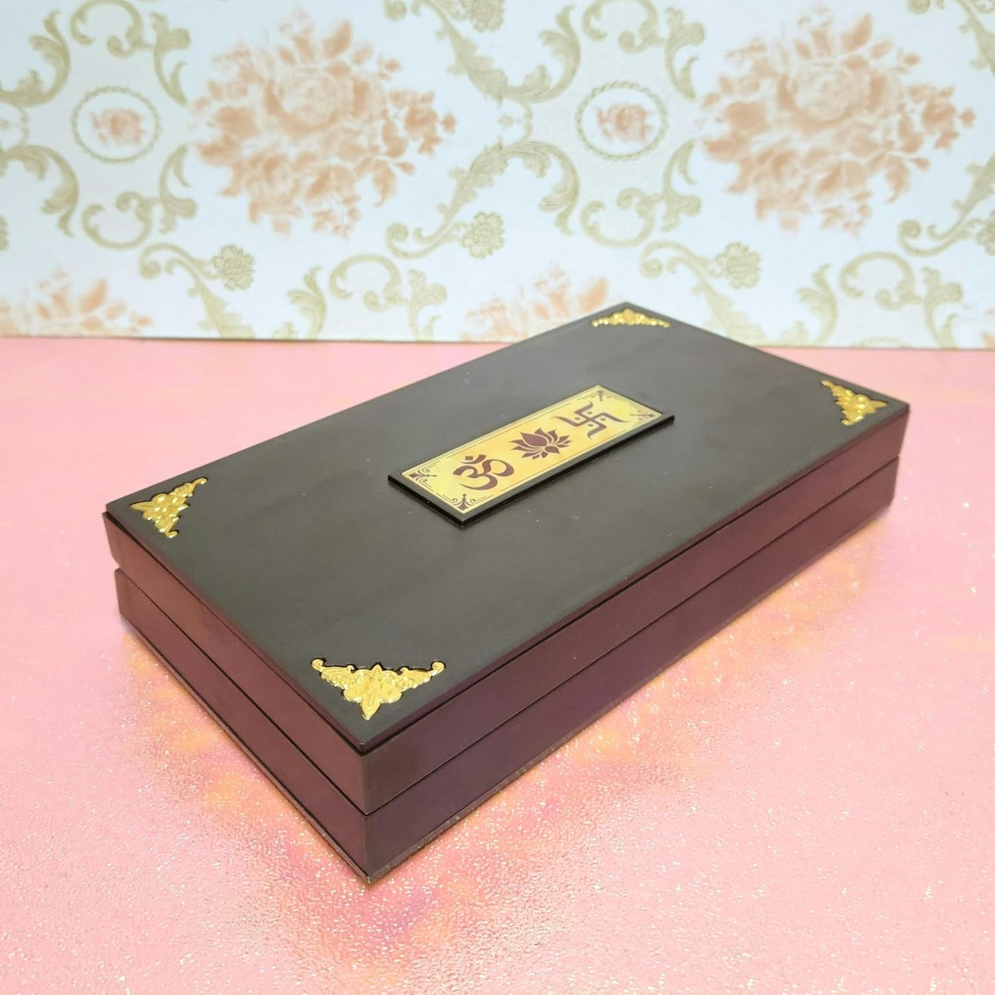 Lakshmi Ganpati Saraswati Photo Frame with Charan Paduka