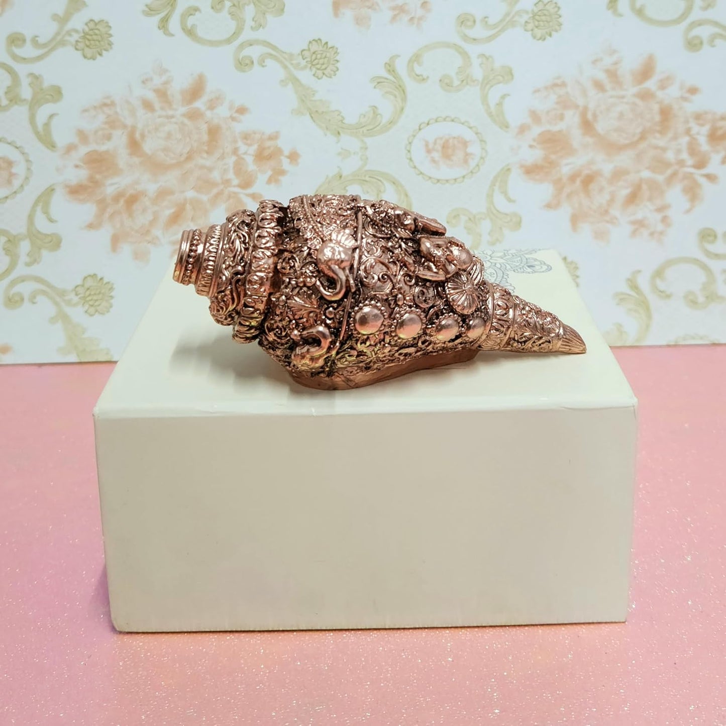 Arnavira Copper Plated Antique Finish Ganesh Shankh (Ganpati Shankh Copper, Medium)