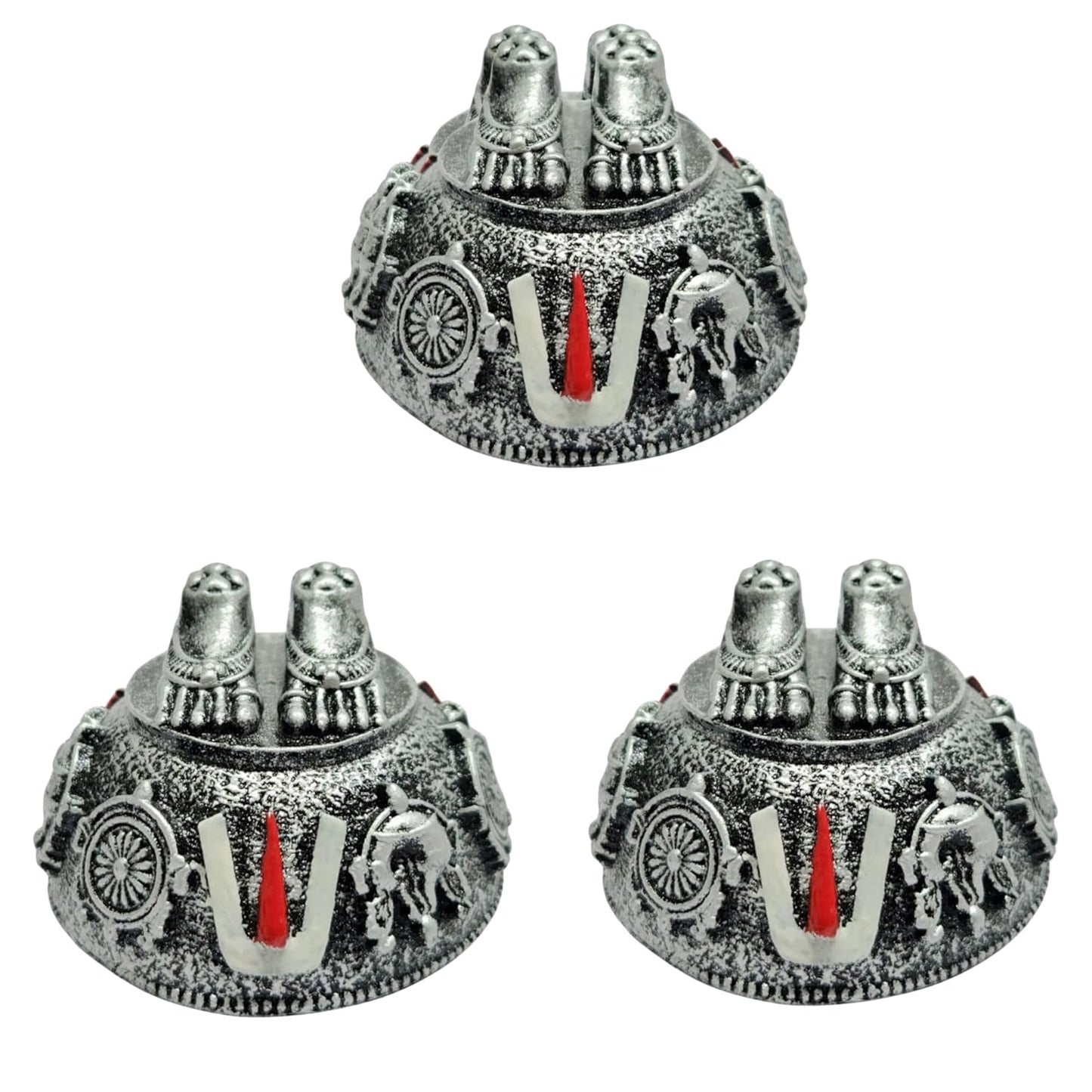 ARNAVIRA Silver Antique Finish Lord Balaji Charan Paduka (Silver Set of 3)