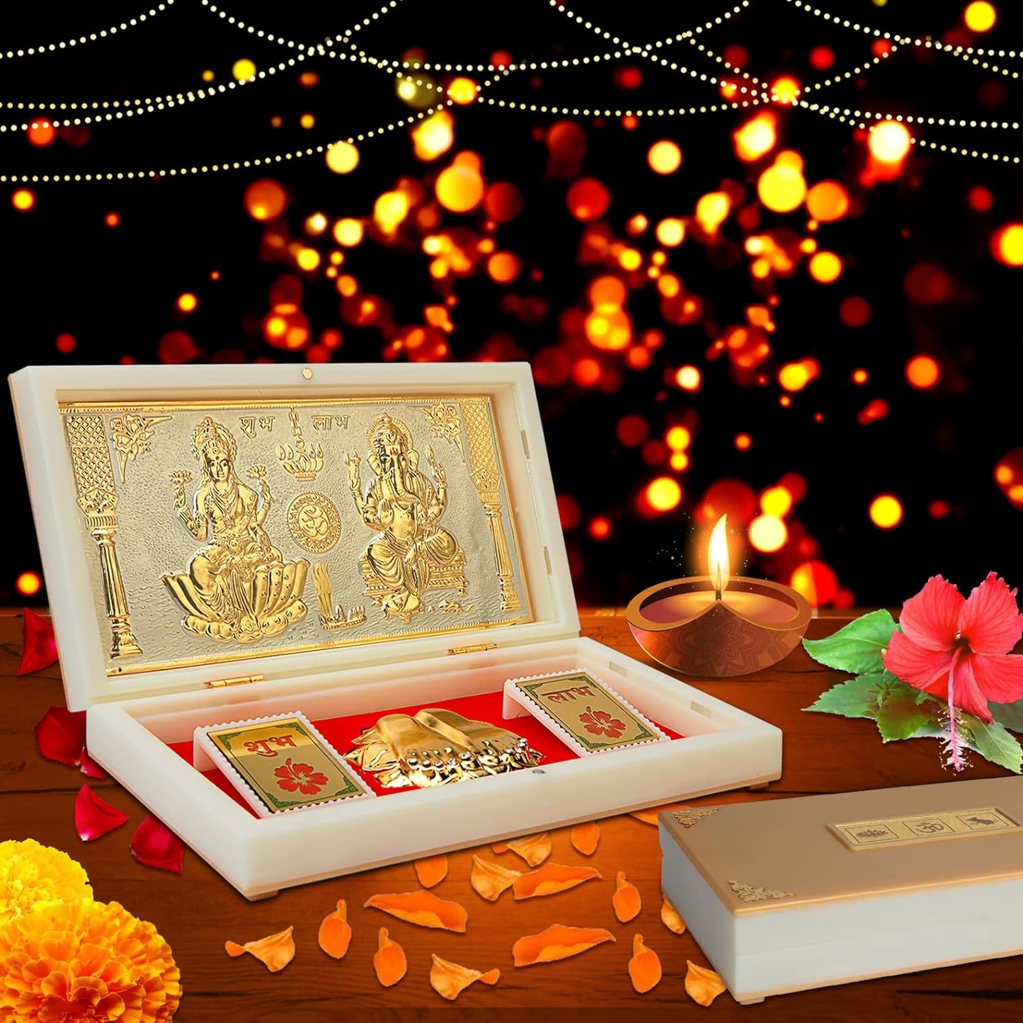 Lakshmi Ganpati with OM with Charan Paduka