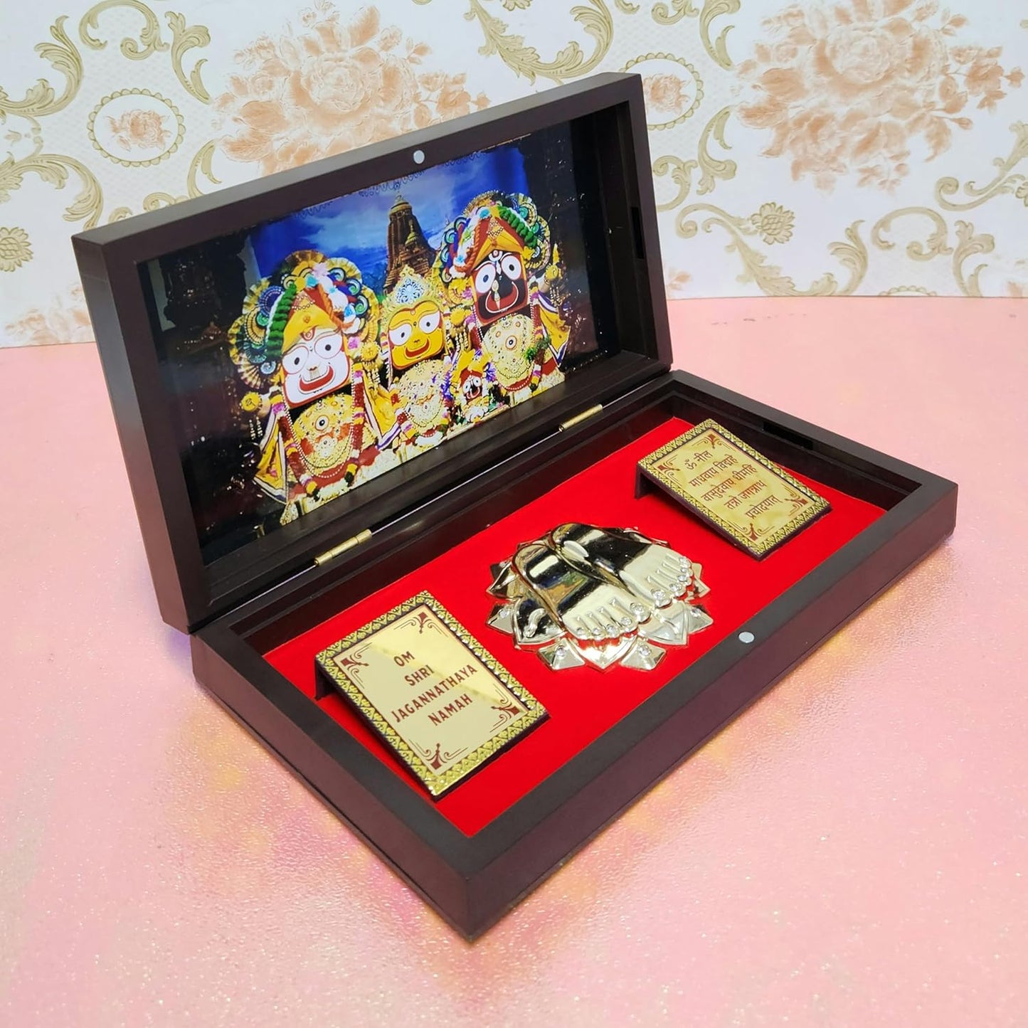 Jai Jagannath Photo Frame with Charan Paduka Pocket Temple