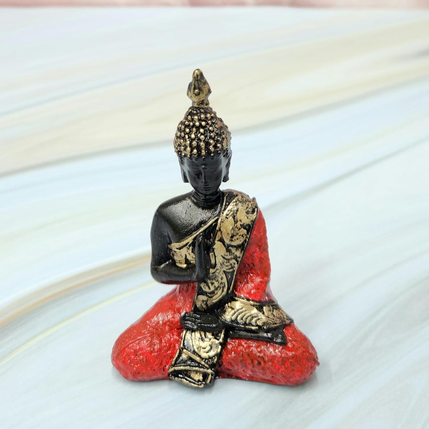Resin Buddha Idol | Murti with Vatvruksha Tree with Led Light Perfect for Home Decor | Pooja Room | Tabletop Multi | House Warming Gifts (Buddha 3.5 inch, 8 INCH)