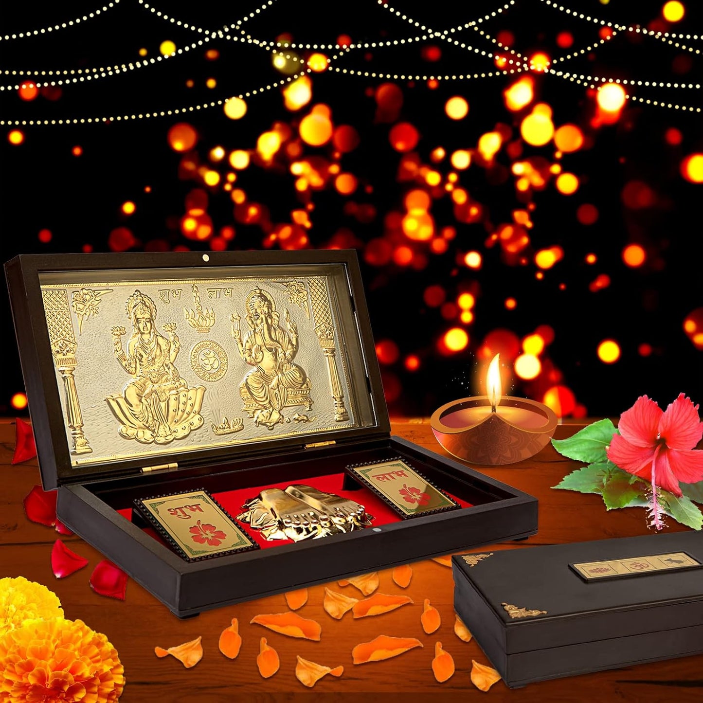 Laxmi Ganpati OM with Charan Paduka