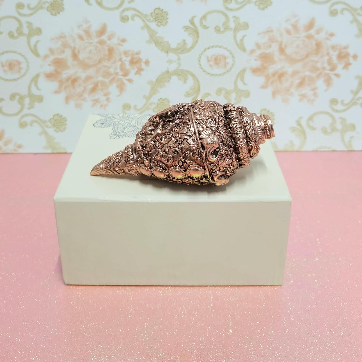 Arnavira Copper Plated Antique Finish Ganesh Shankh (Ganpati Shankh Copper, Medium)