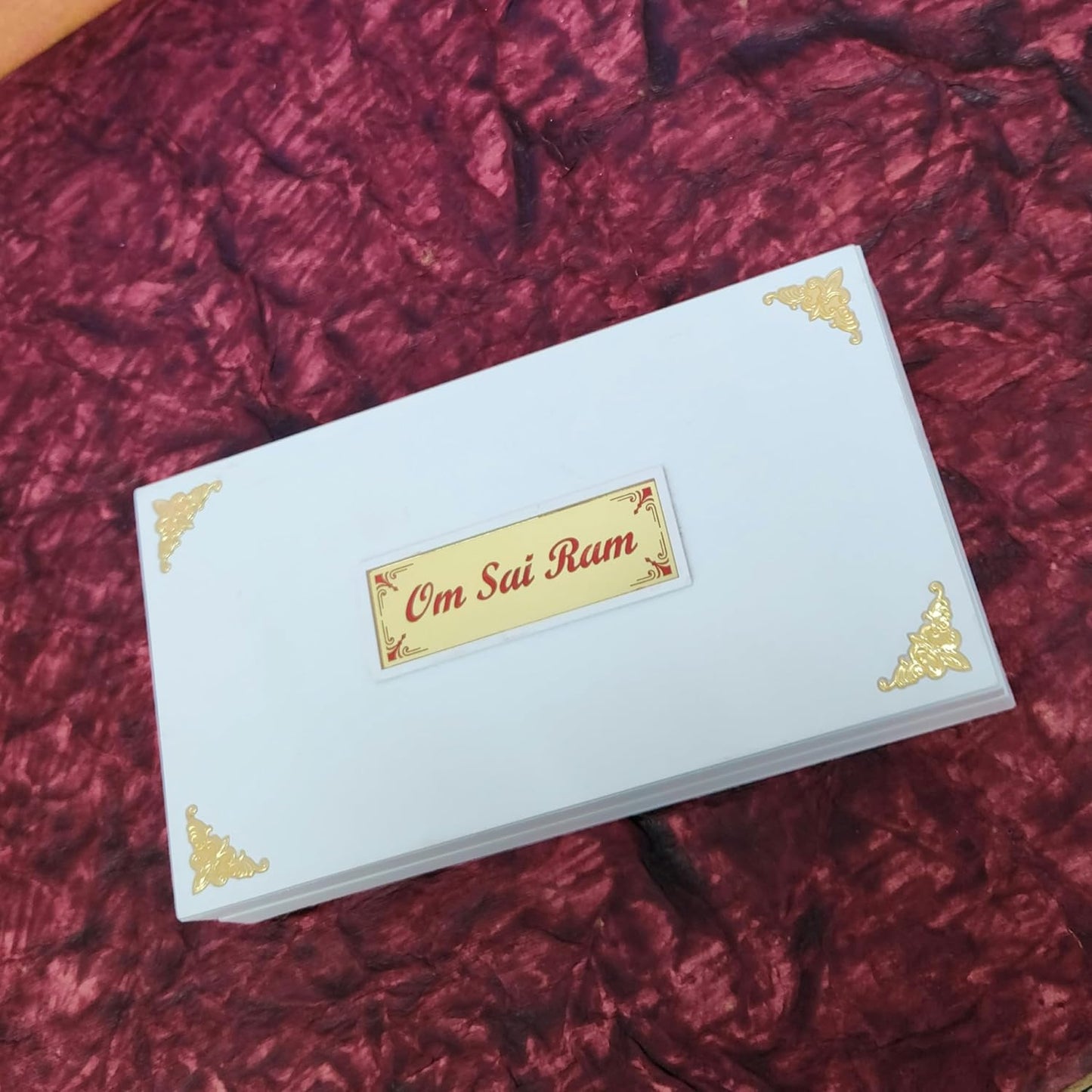 Gold Plated Shridi Sai Baba Photo Frame with Charan Paduka