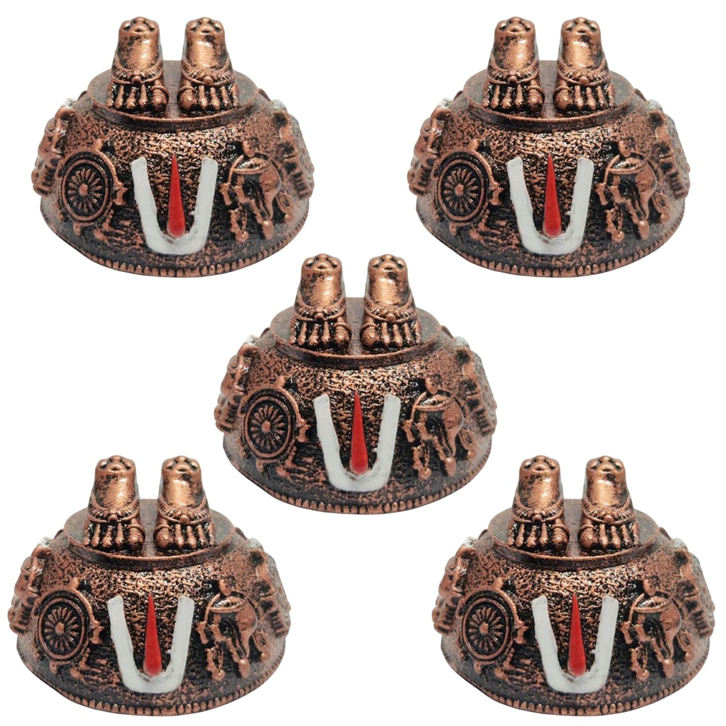ARNAVIRA Copper Antique Finish Lord Balaji Charan Paduka (Copper Set of 5)