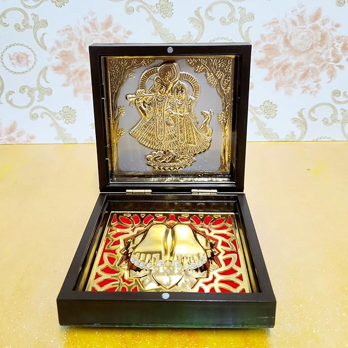 Radha Krishna with Charan Paduka