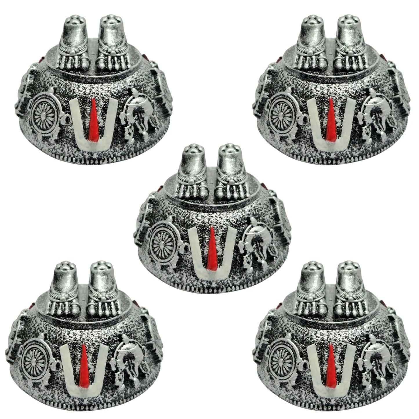 ARNAVIRA Silver Antique Finish Lord Balaji Charan Paduka (Silver Set of 5)