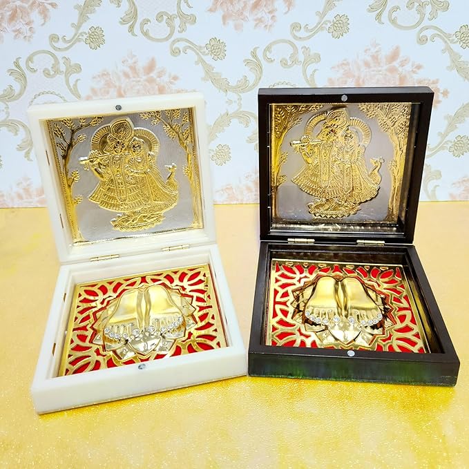 Radha Krishna with Charan Paduka