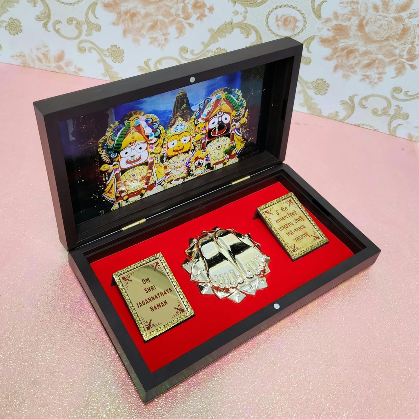 Jai Jagannath Photo Frame with Charan Paduka Pocket Temple