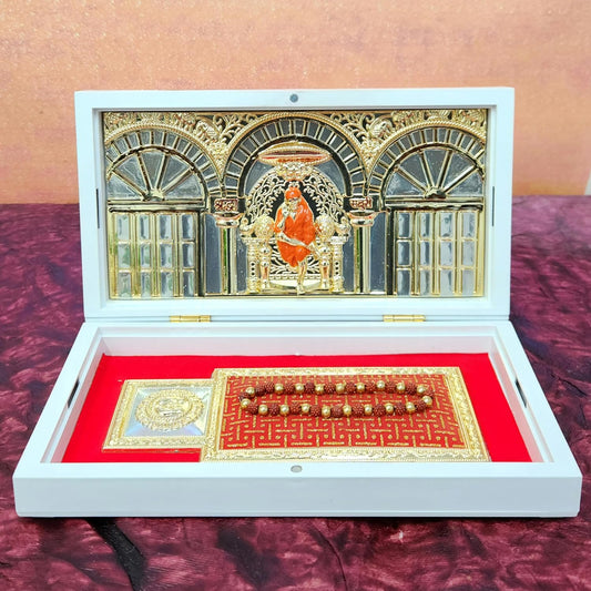 Gold Plated Shridi Sai Baba Photo Frame with Charan Paduka